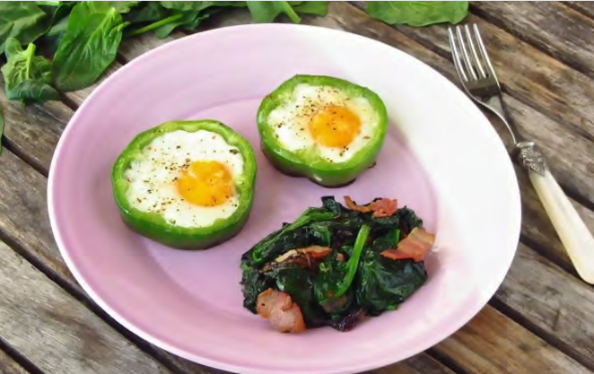SHAMROCK EGGS WITH BRAISED SPINACH
