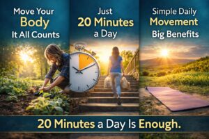 Graphic of 20 minutes a day of exercise after 40